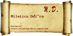 Miletics Dóra névjegykártya